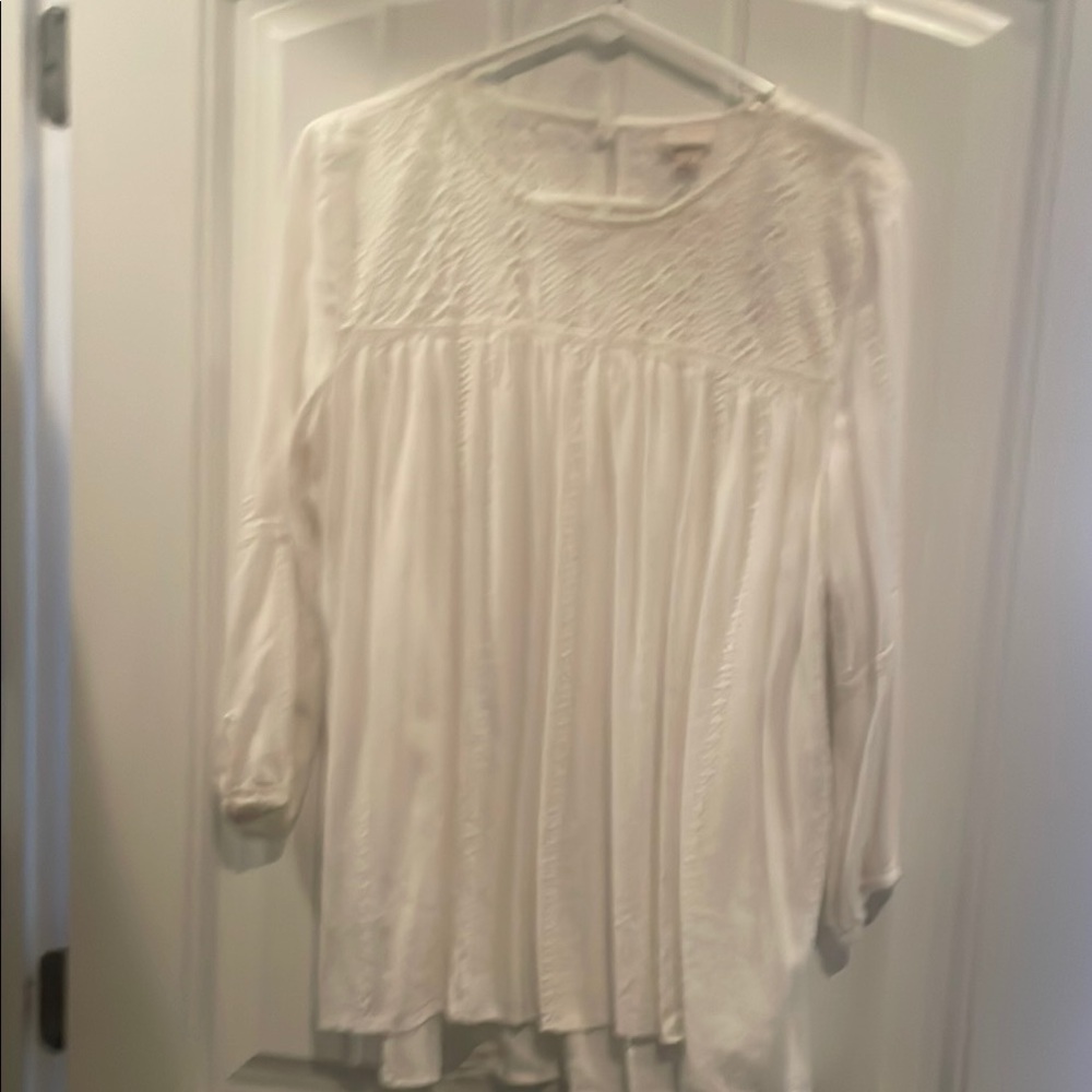 Merona White Pleated Bib Collar Blouse